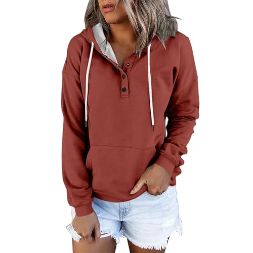 Generisch Hoodie Damen Kapuzenpullover Oversize Casual Pullover Sweatshirt Langarm Baumwolle Pulli Herbst Winter Hoody mit Tasche Vliesjacke Damen Seil nach Beliebtheit von Generisch