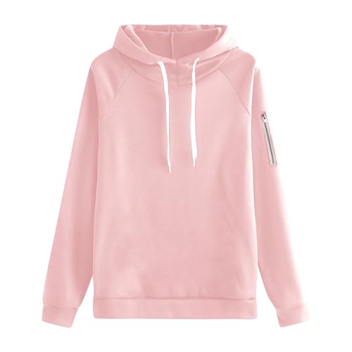 Generisch Hoodie Damen Langarm Langarm Einfarbig Drawstring Top Plus Größe Oversized Rundhals Hoodies Freizeit Sport Langarmshirt Für Training Kapuzenpullover von Generisch