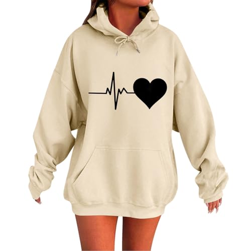 Generisch Hoodie Damen Oversize Basic Kapuzenpullover Einfarbig Oversized Langarm Sweatshirt Casual Moderne Pullover Oberteile Herbst Hoody Kapuzenpulli,Sweatpullover Damen,Herbst/Wintergeschenk von Generisch