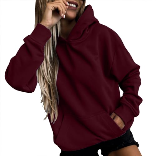 Generisch Hoodie Damen Oversize Hoody Damen mit Kapuze Sweatshirt mit Kapuze Langarm Warmer Pullover Oversize Vintage Kapuzenpullover S-5XL von Generisch