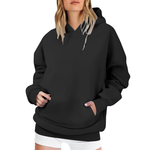 Generisch Hoodie Damen Oversize Pullover Sport Langarm Fleece Gefütterte Sweatshirt mit Kapuze Einfarbig Basic Kapuzenpullover Damen Pulli Kunst beflecken von Generisch