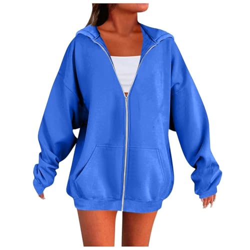 Generisch Hoodie Damen Oversize Pullover Sport Langarm Fleece Gefütterte Sweatshirt mit Kapuze Einfarbig Basic Kapuzenpullover Hoodies Straße cool von Generisch