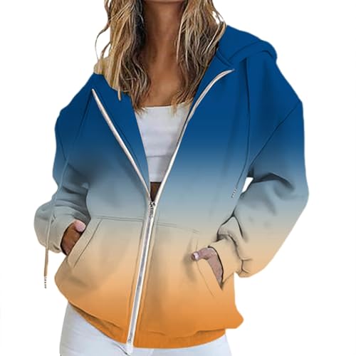 Generisch Hoodie Damen Oversize Pullover Sport Langarm Fleece Gefütterte Sweatshirt mit Kapuze Einfarbig Basic Kapuzenpullover Sweatjacke Damen Mit Kapuze High Street Mischung von Generisch