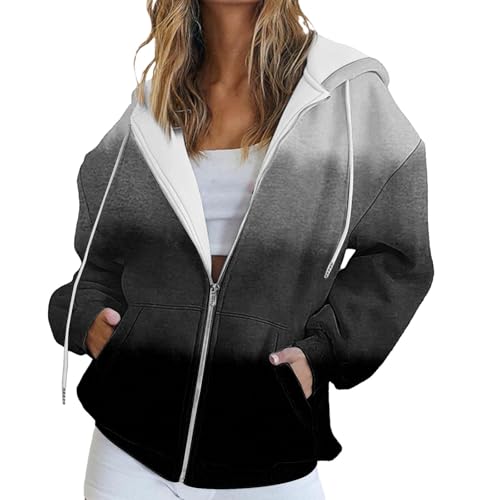 Generisch Hoodie Damen Oversize Pullover Sport Langarm Fleece Gefütterte Sweatshirt mit Kapuze Einfarbig Basic Kapuzenpullover Sweatshirt Damen Baumwolle Hafen Vintage von Generisch
