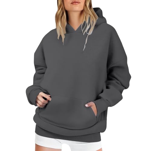 Generisch Hoodie Damen Oversize Pullover Sweatshirt Bequem Kapuzenpullover Frauen Baumwolle Long Mit Kapuze Freizeit Sport Langarmshirt Sweatjacke Kapuzenpulli Casual Fitness Basic Training von Generisch