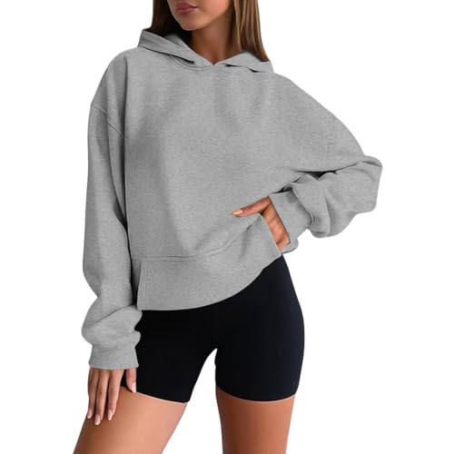 Generisch Hoodie Damen Oversize Pullover Sweatshirt Kapuzenpullover Frauen Baumwolle Long mit Kapuze Freizeit Sport Langarmshirt Sweatjacke Kapuzenpulli Casual Fitness Basic Training von Generisch