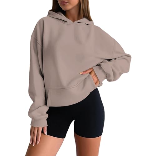 Generisch Hoodie Damen Oversize Pullover Sweatshirt Kapuzenpullover Frauen Baumwolle Long mit Kapuze Freizeit Sport Langarmshirt Sweatjacke Kapuzenpulli Casual Fitness Basic Training von Generisch