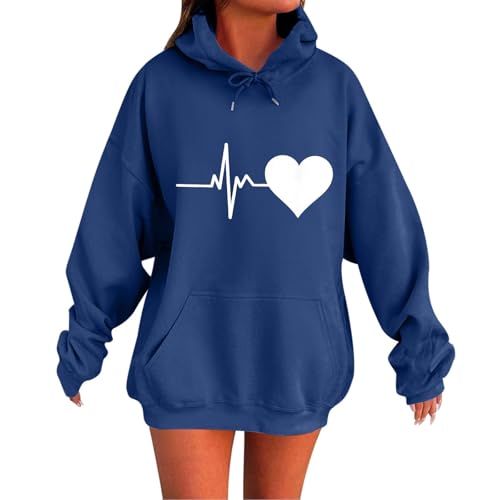Generisch Hoodie Damen Oversize Pullover Sweatshirt Kapuzenpullover Pulli Sweatjacke Sport Oberteile Mit Tasche Tops Streetwear,Pulli Damen Winter,Herbst/Wintergeschenk von Generisch