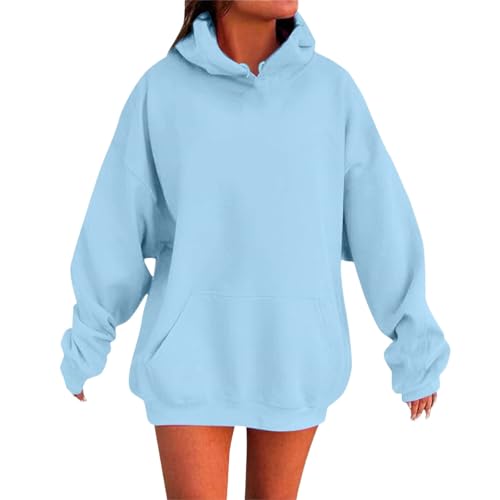 Generisch Hoodie Damen Oversize Sweatshirt Kapuzenpullover Pulli Sweatjacke Sport Y2K Oberteile Mit Tasche Tops Große Größen Streetwear Pullover Einfarbig Casual Langarmshirt Outfits von Generisch