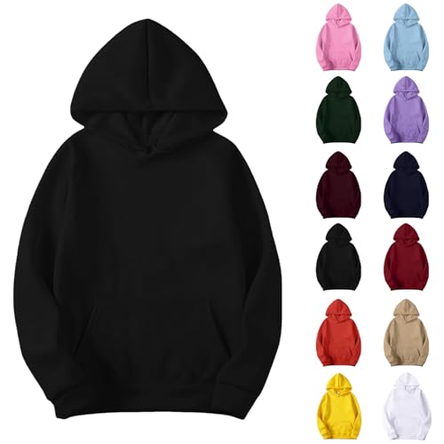 Hoodie Damen Schwarz Große Größen Pullover Herbst Sweatshirt Einfarbig Mit Kapuze Kapuzenpullove Winter Sweat Shirt Langarm Kapuzenpulli Frauen Winterkleidung Autumn Clothes von Generisch