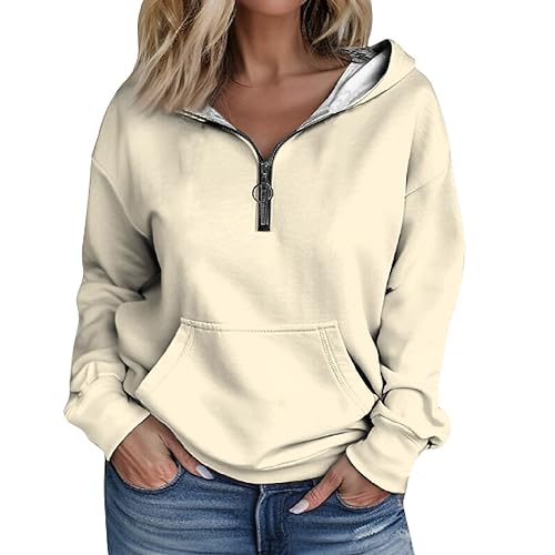 Generisch Hoodie Damen Sport Shirts Für Vintage Pullover Y2K Gothic Kleidung Oversize Bluse Beheizbare T Shirts Damen Longshirt Italienische Mode Damenpullover Langarm Top Y2K Beheizter (Beige,XXL) von Generisch