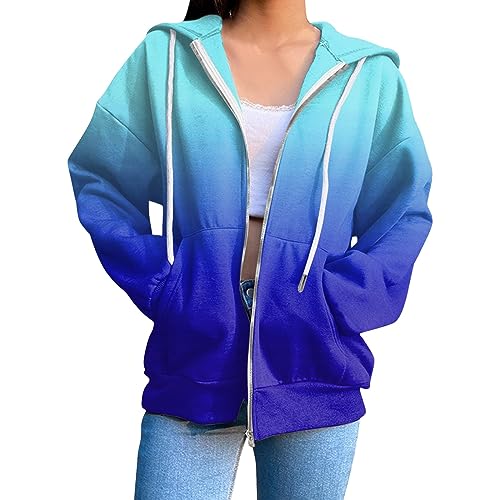 Generisch Hoodie Damen Y2K Sweatjacke Kapuzenjacke Zipper Sweatshirt Mit Kapuze Langarm Reißverschluss Kapuzenpullover Mantel Oversize Pullover Oberteile Sport Style Zipper Sweatshirtjacke S-3XL von Generisch