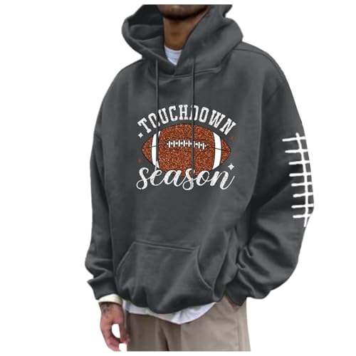 Generisch Hoodie Herren, Hoodie Herren Oversize Football Rugby Drucken Kapuzenpullover Pullover mit Kapuze Langarm Casual Sweatshirt Hoody mit Kordelzug Tasche Männer Winter Hoodies Kapuzenpulli von Generisch