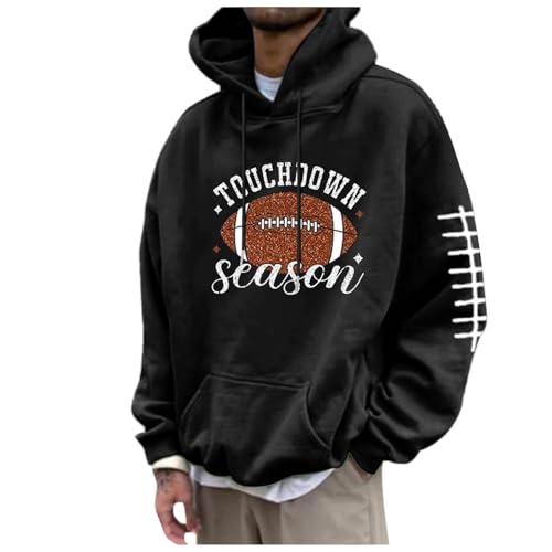 Generisch Hoodie Herren, Hoodie Herren Oversize Football Rugby Drucken Kapuzenpullover Pullover mit Kapuze Langarm Casual Sweatshirt Hoody mit Kordelzug Tasche Männer Winter Hoodies Kapuzenpulli von Generisch