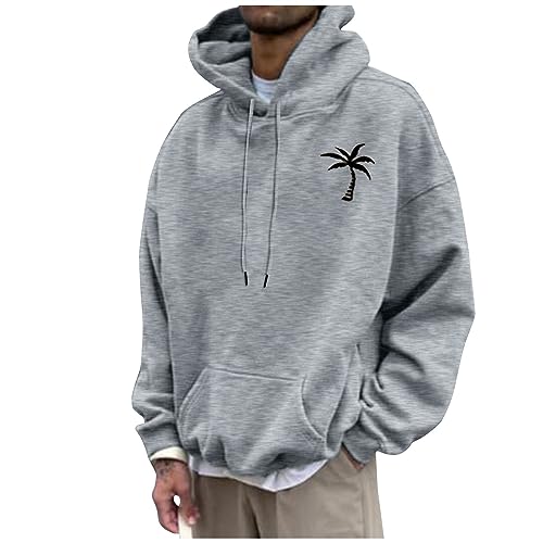 Generisch Hoodie Herren, Pullover Sweatjacke Casual Langarm Druck Kapuzenpullover Hoody Sweater Mit Taschen Hoodies Herren Schwarz Kapuze Hoddy for Hoddie Basic Hoodies Sweatshirt (XXL, Grau) von Generisch