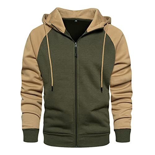 Generisch Hoodie Herren, Sweatjacke Herren,Winterjacke Fleecejacke Mit Kapuze Herren Zip Hoodie Schwarzer Outdoor Pullover Gefüttert Hoodie Schwarz Trachten Tshirt Arbeitspullover (M, Armeegrün) von Generisch