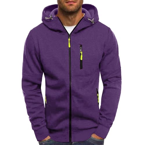 Generisch Hoodie Herren, Zip Hoodie Herren Pullover Sweatshirt mit Kapuze Reißverschluss Einfarbig Langarm Sweatjacke Kapuzenpullover Jacke mit Tasche Winter Casual Kapuzenjacke Sportjacke Hoody von Generisch