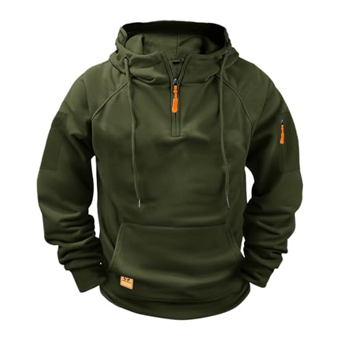 Generisch Hoodie Herren Arbeitskleidung Outdoor Winddichte Kapuzenpullover Herbst Winter Warme Sweater Casual Stilvoll Arbeitspullover Mit Taschen Und Reißverschluss Armablage Sport Kapuzenpullover von Generisch