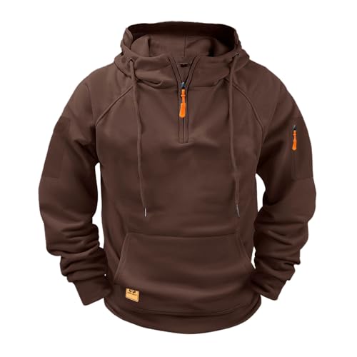 Generisch Hoodie Herren Arbeitskleidung Outdoor Winddichte Kapuzenpullover Herbst Winter Warme Sweater Casual Stilvoll Arbeitspullover Mit Taschen Und Reißverschluss Armablage Sport Kapuzenpullover von Generisch