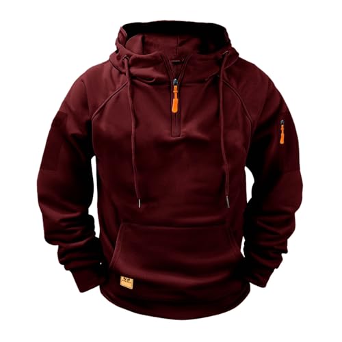 Generisch Hoodie Herren Arbeitskleidung Outdoor Winddichte Kapuzenpullover Herbst Winter Warme Sweater Casual Stilvoll Arbeitspullover Mit Taschen Und Reißverschluss Armablage Sport Kapuzenpullover von Generisch
