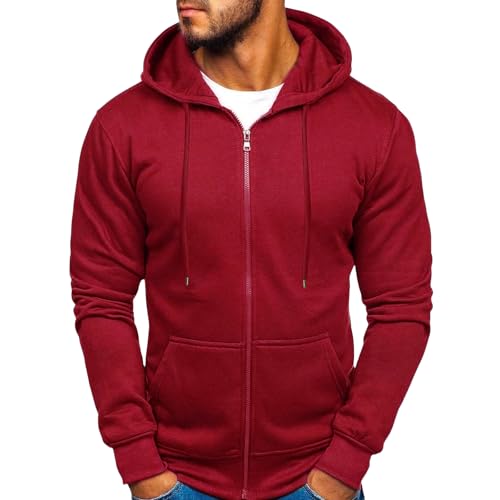 Generisch Hoodie Herren Fleece-Kapuzenpulli mit durchgehendem Reißverschluss Basic Kapuzenpullover Sweatjacke Hoody mit Kordel und Taschen Sport Style Casual Fitness Training Kapuzenjacke Generisch Hoodie Herren Fleece-Kapuzenpulli mit durchgehendem Reißverschluss Basic Kapuzenpullover Sweatjacke Hoody mit Kordel und Taschen Sport Style Casual Fitness Training Kapuzenjacke von Generisch