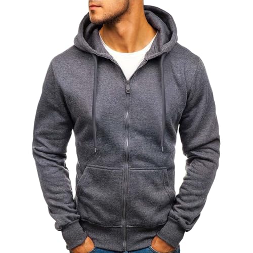 Generisch Hoodie Herren Fleece-Kapuzenpulli mit durchgehendem Reißverschluss Basic Kapuzenpullover Sweatjacke Hoody mit Kordel und Taschen Sport Style Casual Fitness Training Kapuzenjacke Generisch Hoodie Herren Fleece-Kapuzenpulli mit durchgehendem Reißverschluss Basic Kapuzenpullover Sweatjacke Hoody mit Kordel und Taschen Sport Style Casual Fitness Training Kapuzenjacke von Generisch