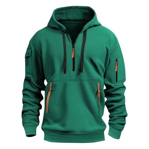 Generisch Hoodie Herren Freizeit Pullover mit Taschen 2025 Winter Warm Langarm Kordelzug Sweatshirt Männer Baumwolle Kapuzenpullover,Herren Pullover V Ausschnitt,Bequem und weich von Generisch