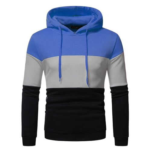 Generisch Hoodie Herren Hoodie Herren Kapuzenpullover Farbblock Atmungsaktiv Pullover Sort Kordelzug Warmer Male Rundhals Sweatshirt Kapuze Taschen Baumwolle Bequem Fit von Generisch