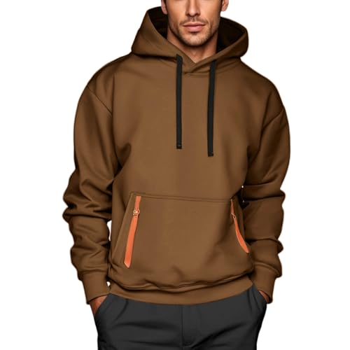 Generisch Hoodie Herren Kapuzenjacke Sweatshirt Kapuzenpullover Hoody mit Kapuze Kleidung Männer Pullover Hoodies Baumwolle Sweatjacke Streetwear Kapuzenshirt Mode Activewear Braun M von Generisch