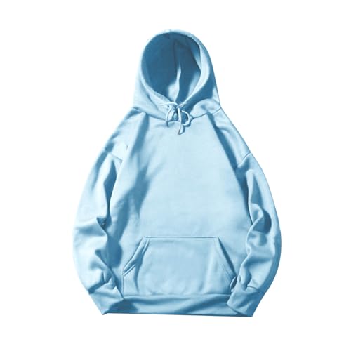 Generisch Hoodie Herren Kapuzenpullover Einfarbig Pullover Sweatshirt Winter Streetwear Freizeit Hoody Hoodies Männer Warm Langarmshirt Komfort Winterpullover Langarm Herrenpullover Himmelblau XL von Generisch