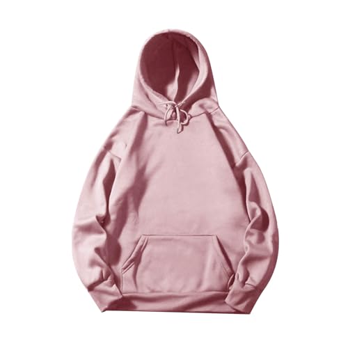Generisch Hoodie Herren Kapuzenpullover Einfarbig Pullover Sweatshirt Winter Streetwear Freizeit Hoody Hoodies Männer Warm Langarmshirt Komfort Winterpullover Langarm Herrenpullover Pink XL von Generisch