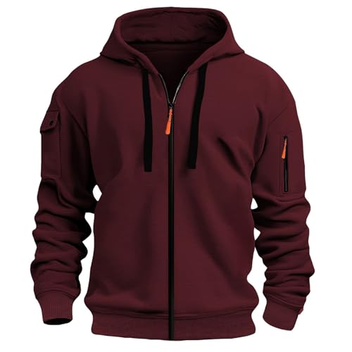 Generisch Hoodie Herren Mit Kapuze Sweatjacke Herren mit Kapuze Zip Hoodie Sweatshirt Jacke Kapuzenpullover Casual Sportjacke Outdoorjacke Bequem Kapuzenpulli Sportshirt von Generisch