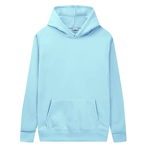 Generisch Hoodie Herren Oversize Blau Pullover Herren Baumwolle Mit Verstellbarer Kapuze Kapuzenpullover Slim Fit Sweatjacke Herbst Sweatpullove Einfarbig Sweatshirt Minimalist Freizeitjacke Harajuku von Generisch
