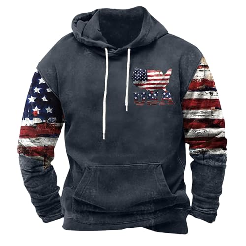 Generisch Hoodie Herren Oversize Usa Flagge Druck Sweatshirt Mit Kapuze Kapuzen Pullover Hoody Gedruckt Kapuzenpullover Basic Kapuzenpulli Casual Männer Sweatjacke Outdoor Hoody Jacke von Generisch