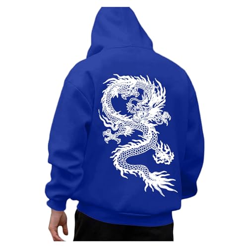 Generisch Hoodie Herren Oversize Y2K Pullover Freizeit Kapuzenpullover Backprint Baggy Winter Oversized y2k Hoodies Teenager Jungen Coole Gym Hoody Streetwear Langarm Kapuzenpulli mit Taschen von Generisch