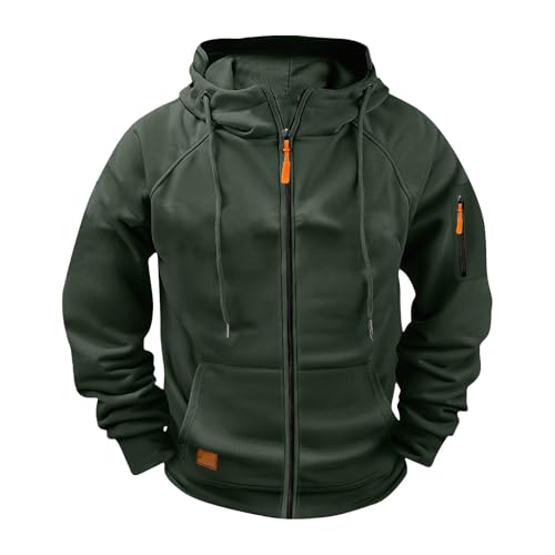 Generisch Hoodie Herren Reißverschluss Hoodie Herren Reißverschluss Kapuzenjacke Sweatjacke Zip Sweater Casual Arbeitspullover Mit Taschen Und Reißverschluss-Armablage Schwarzish Grün XL von Generisch