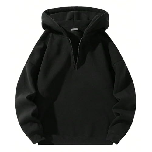 Generisch Hoodie Herren Reißverschluss Oversize Kapuzenpullover Langarm Locker Sweatshirt mit Kapuze Mode Einfarbig Kapuzenpulli Herbstt Winter Langarmshirt Bequeme Weich Freizeitpullover von Generisch