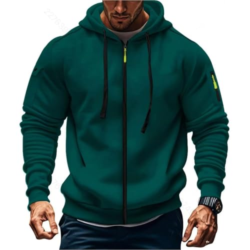 Generisch Hoodie Herren Sweatjacke Kapuzenjacke Reißverschluss Zip Sweater Sweatshirt Kapuze Pullover Männer Sport Übergangsjacke Kapuzenpullover Casual Arbeitspullover mit Taschen von Generisch