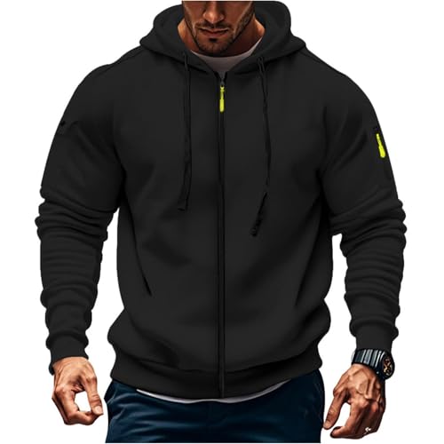 Generisch Hoodie Herren Sweatjacke Kapuzenjacke Reißverschluss Zip Sweater Sweatshirt Kapuze Pullover Männer Sport Übergangsjacke Kapuzenpullover Casual Arbeitspullover mit Taschen von Generisch