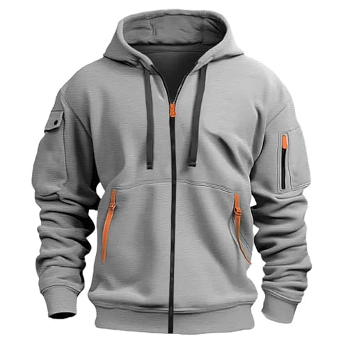 Generisch Hoodie Herren Sweatjacke Kapuzenjacke Reißverschluss Zip Sweater Sweatshirt mit Kapuze Pullover Übergangsjacke Männer Sport Kapuzenpullover Casual Arbeitspullover mit Taschen von Generisch
