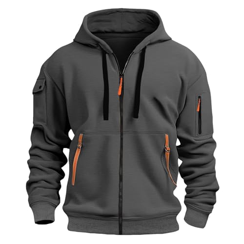 Generisch Hoodie Herren Sweatjacke Kapuzenjacke Reißverschluss Zip Sweater Sweatshirt mit Kapuze Pullover Übergangsjacke Männer Sport Kapuzenpullover Casual Arbeitspullover mit Taschen von Generisch