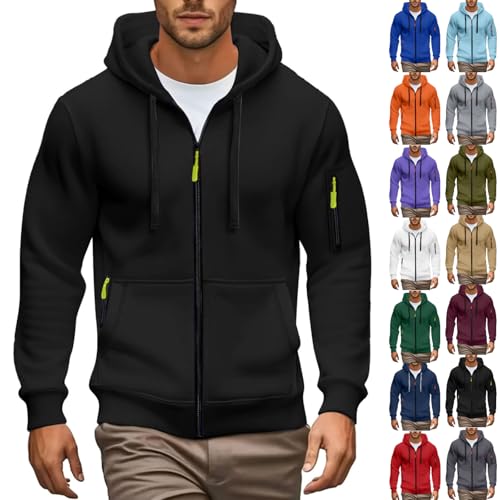 Generisch Hoodie Herren Sweatjacke Kapuzenjacke mit Reißverschluss Oversized Sweatshirt Kapuzenpullover Sportjacke Outdoorjacke Lässig Hoodies mit Kapuze Jogging Hoody Männer Doppelte Verdickung von Generisch