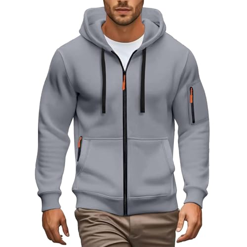 Generisch Hoodie Herren Sweatjacke Kordelzug Kapuzenpullover Reißverschluss Oversized Sweatshirt mit Kapuze Pullover Übergangsjacke Classic Sportjacke Casual Outdoor Kapuzenjacke von Generisch