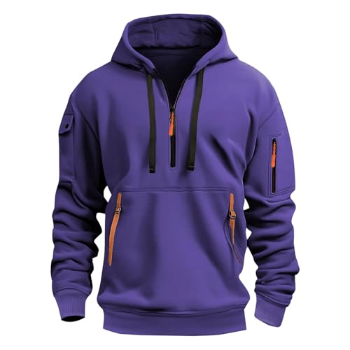 Generisch Hoodie Herren Sweatshirt Herrens Mit Kapuze Kapuzenpullover Classic Pullover Pulli Mit Kordelzug Sweatpullover Kapuzenpulli Bequem Arbeitspullover Hoody,Gym Pullover Herren,Retro-Mode von Generisch