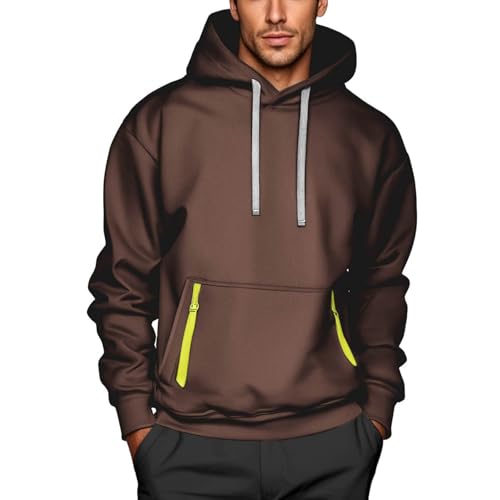 Generisch Hoodie Herren Sweatshirt Langarm Kapuzenpullover Warme Sweatjacke Baumwolle Pullover mit Kapuze Hoody Jungen Kleidung Männer Kapuzenjacke Hoodies Streetwear 2025 Kaffee L von Generisch