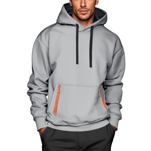 Generisch Hoodie Herren Sweatshirt Langarm Kapuzenpullover Warme Sweatjacke Baumwolle Pullover mit Kapuze Hoody Jungen Kleidung Männer Kapuzenjacke Hoodies Streetwear Grau XL von Generisch
