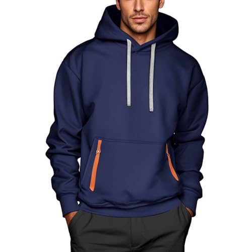 Generisch Hoodie Herren Sweatshirt Langarm Kapuzenpullover Warme Sweatjacke Baumwolle Pullover mit Kapuze Hoody Jungen Kleidung Männer Mode Kapuzenjacke Hoodies Streetwear Marineblau XXL von Generisch