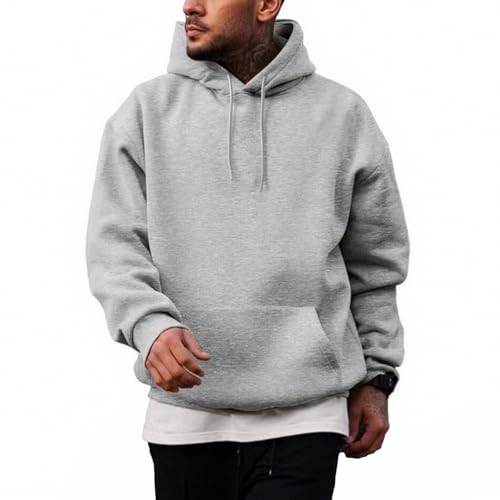 Generisch Hoodie Herren Sweatshirt mit Kapuze Pullover Herren Hoody mit Taschen Einfarbige Kapuzenpullover Langarmshirt Casual Arbeitspullover Oversize Kapuzenpullover Strickpullover von Generisch