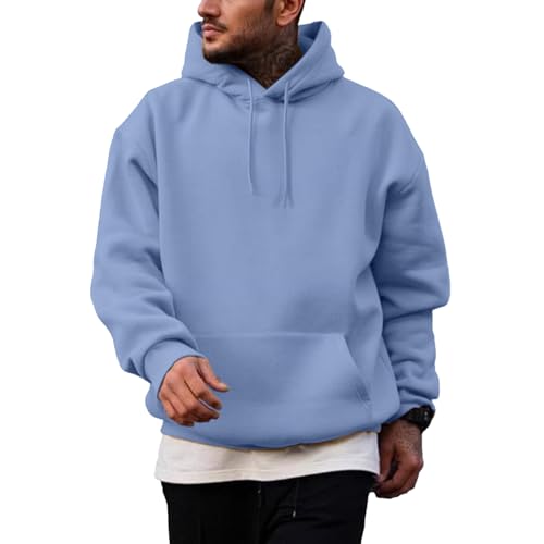Generisch Hoodie Herren Sweatshirt mit Kapuze Pullover Herren Hoody mit Taschen Einfarbige Kapuzenpullover Langarmshirt Casual Arbeitspullover Oversize Kapuzenpullover Strickpullover von Generisch