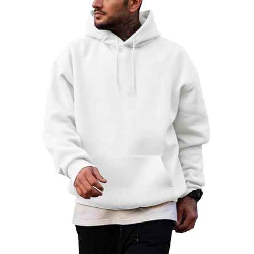 Generisch Hoodie Herren Sweatshirt mit Kapuze Pullover Herren Hoody mit Taschen Einfarbige Kapuzenpullover Langarmshirt Casual Arbeitspullover Oversize Kapuzenpullover Strickpullover von Generisch